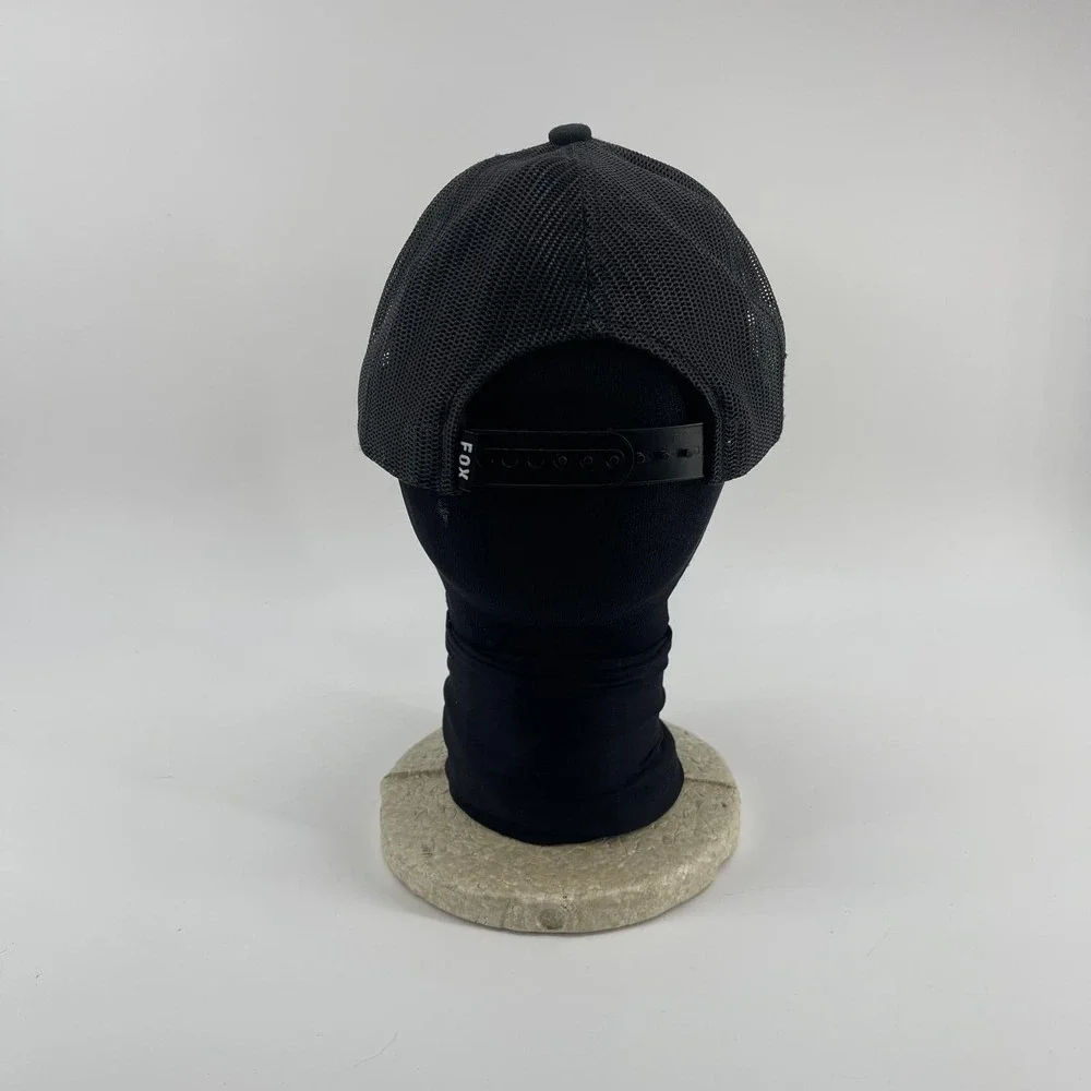 Fox Racing Youth Black Trucker Hat Snapback Mesh Flat Brim Logo Cap OSFM